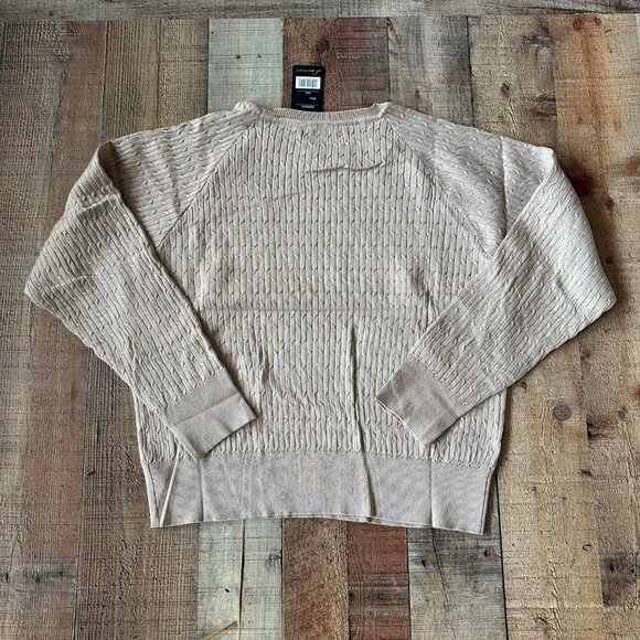 Love University Women’s Size 1X Tan Crewneck Cable Knit Sweater - Picture 6 of 7